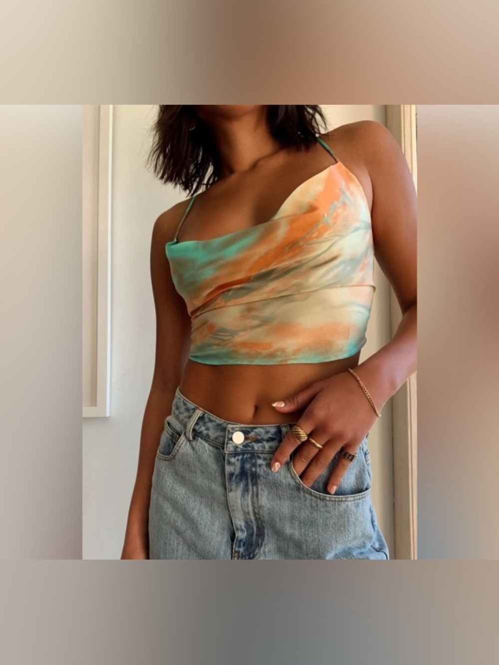 12th Tribe Palm Canyon Tie Dye Satin Top
